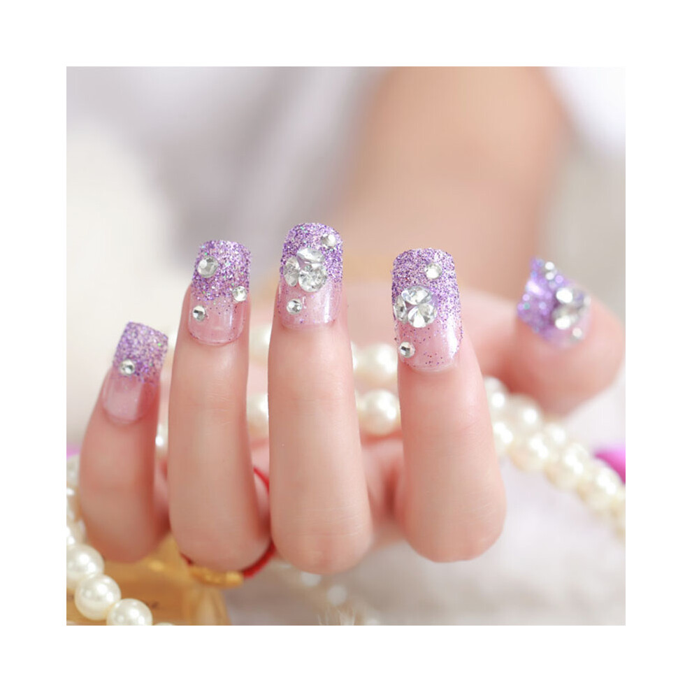 Phui-Pet-Supplies 3D Glitter False Nails With Rhinestones, 50Pcs