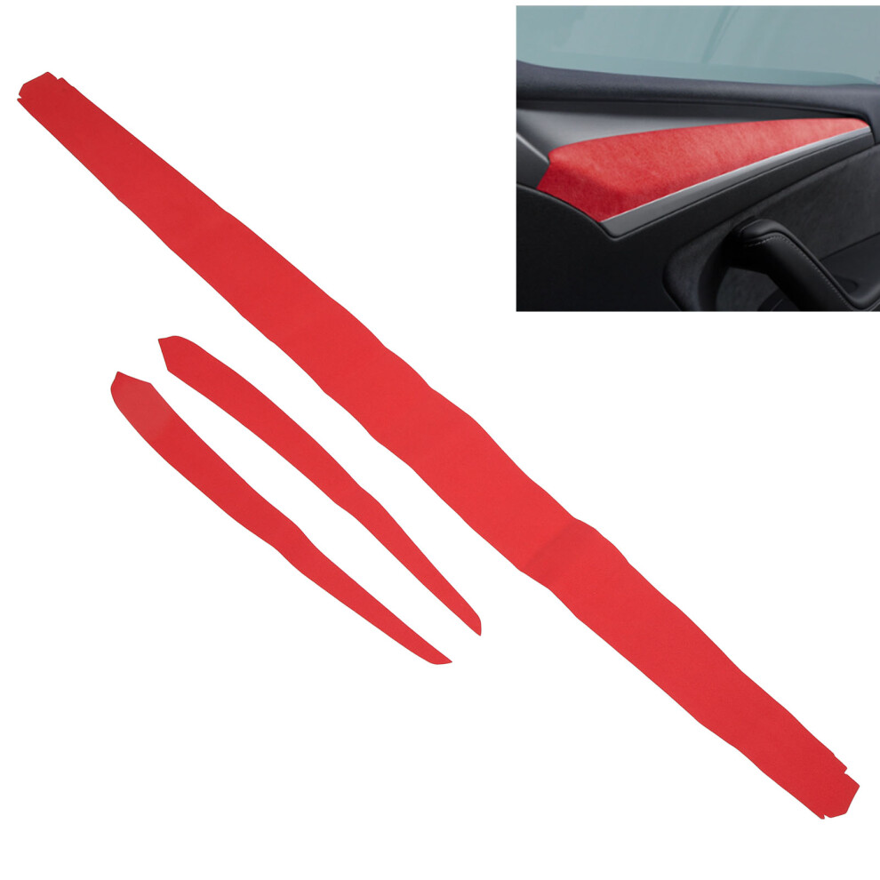 Tesla Model 3 Y Interior Door Wrap Soft Suede Moulding Trim Red 4601388156820