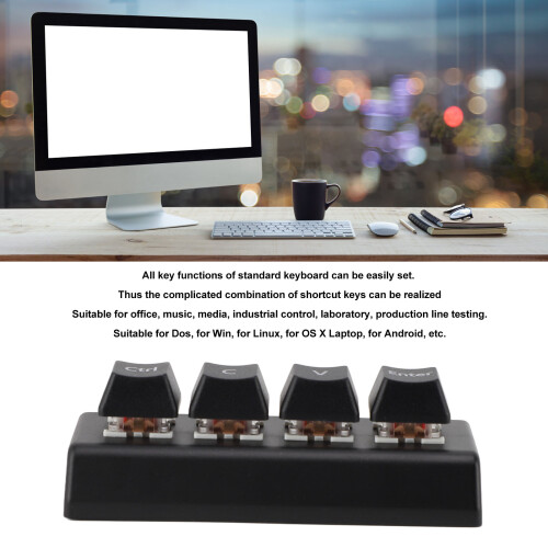 Gaming & Office Mechanical Keypad 4 Keys Programmable NKRO Red Switch Black 2