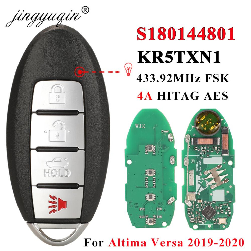 S180144801 Smart Keyless Remote Car Key For Nissan Altima Versa 2019 2020 433Mhz 4A Chip Fob 285E3-6Ca1a Kr5txn1 6935161687125