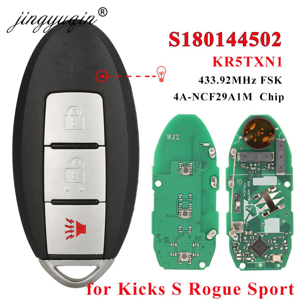 S180144502 Smart Car Key For Nissan Kicks S Rogue Sport 2018 2019 Proximity Fob 433Mhz Chip 4A 285E3-5Ra0a Kr5txn1 6935161687101