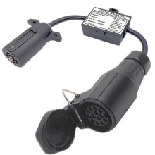 Aanhangerverlichtingsadapter compatibel met Amerikaanse en Europese aanhangers, 7-pins naar 13-pins plug-and-play ontwerp.