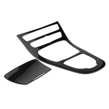 Gear Shift Panel Cover Compatible with Mercedes-Benz E-Class W213 2016-2018, Carbon Fibre ABS Glossy Finish for Protection