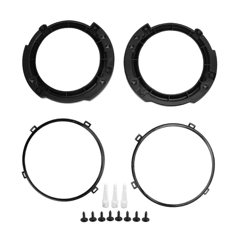 7-Inch Round Headlight Retaining Ring Set Compatible With Jeep Wrangler Jk 2007-2017, Abs Metal Construction In White 6901508308107