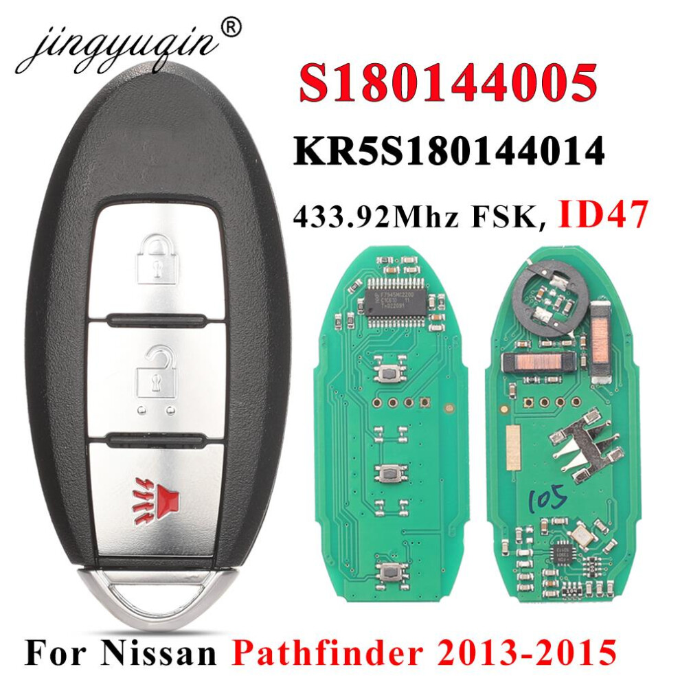 S180144005 3 Button 433Mhz Id47 Chip Remote Key For Nissan Pathfinder 2013 2014 2015 Smart Car Keyless 7812D-S180014 6935161687026