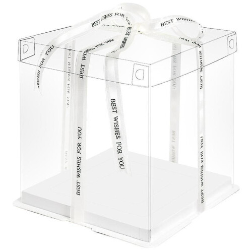 Πλαστικό Κουτί Γλυκών PET 4 τεμάχια, 24x22x22 cm, Διαφανές για Κρέμες, Τάρτες, Καφέ