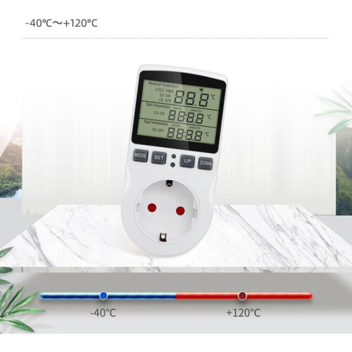 Temperature Control Socket with Backlight LCD for Greenhouse, -40 to 120 Range with Heating/Cooling Mode External Sensor 2