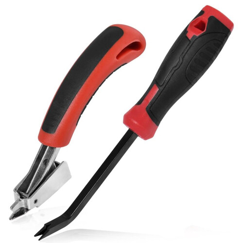 2 PCS Heavy Duty Staple Remover Tools, Double Pronged for Upholstery and Construction