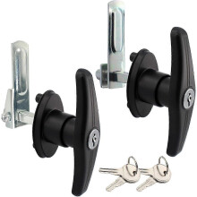 Truck Cap T-Handle Lock Compatible with Most Camper Shells, Zinc Alloy Black Coated with 2 Sets 4 Keys