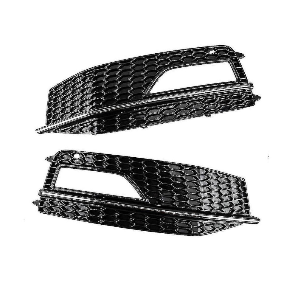Fog Grille Pair Compatible With Audi A4 B8 S4 2013-2015 Abs Light/Black 6901508293335