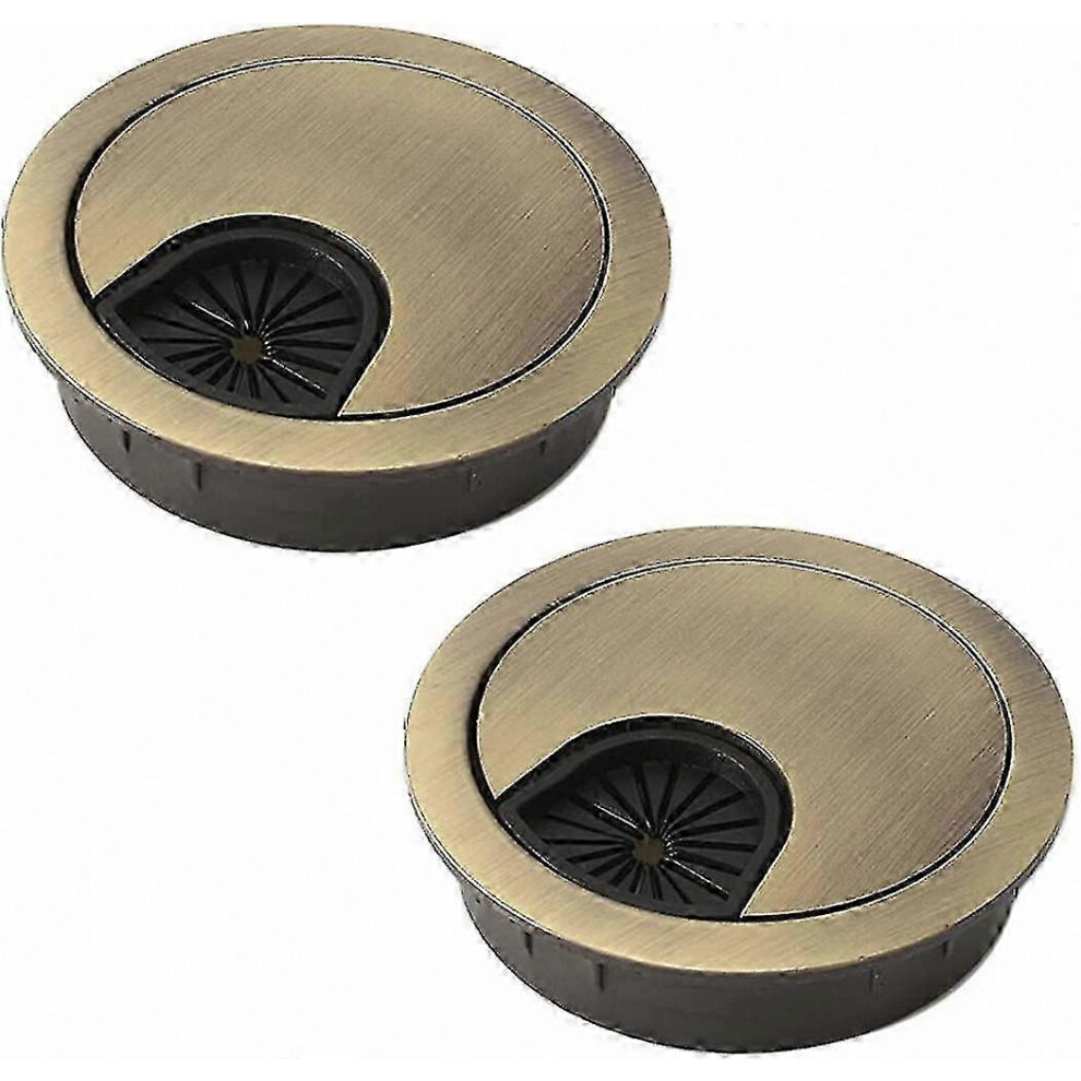 60Mm Cable Grommet, Zinc Alloy Desk Hole Cover In Bronze, 2-Pack For Cable Management On Tables Workbenches 6901508308497