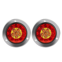 Ronde achterlichten 4 inch 2 stuks, 16 LED rood amber, compatibel met aanhangers en vrachtwagens 12-24V, waterdicht