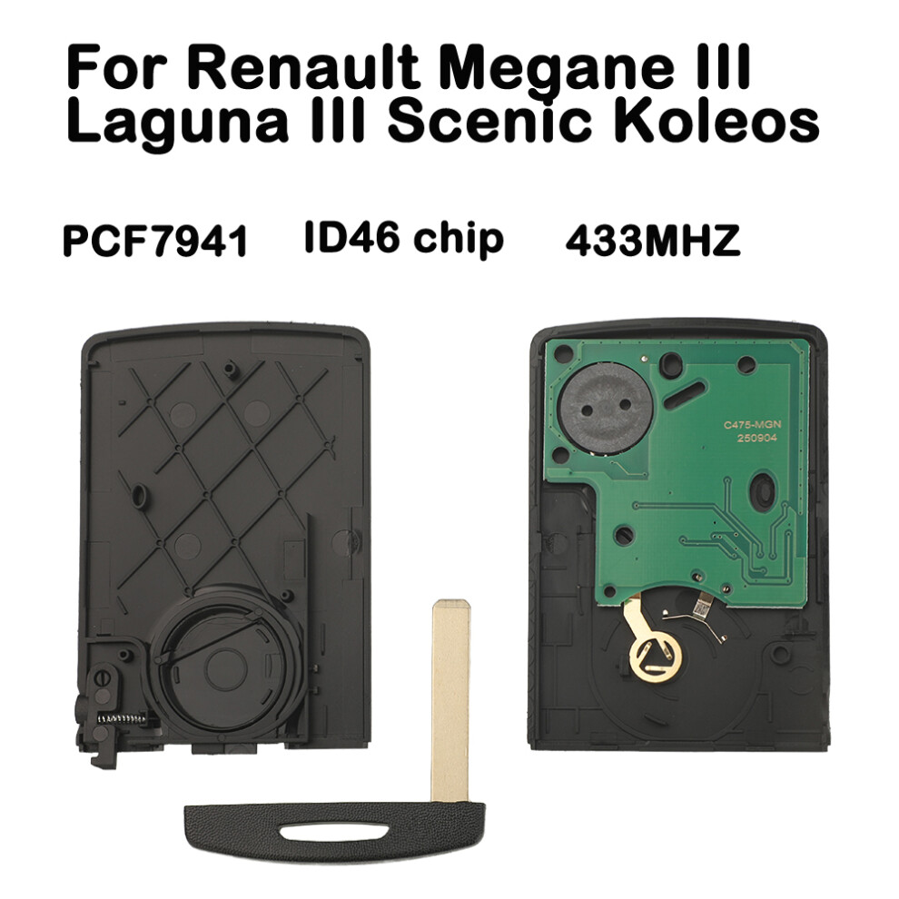 Remote Id46 Chip Pcf7941 433Mhz Ask For Renault Megane Iii Fluence Laguna Iii Scenic 2008-2016 Card Control Fob 6935161686036