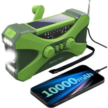 Hätäradio, jossa on 10 000 mAh:n aurinkokennolla ladattava varavirtalähde, NOAA:n säähälytys, kannettava selviytymislaite ulkoiluun