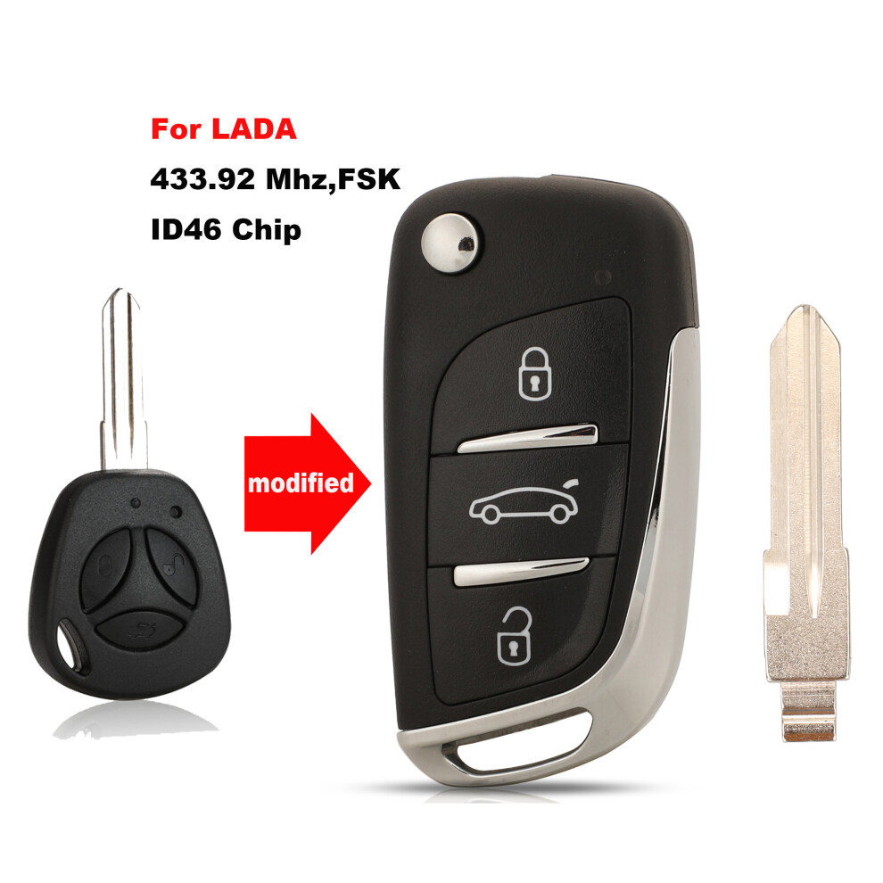 Remote Cover Fob Car Key Case Flid For Lada Uncut Auto Blank Priora Kalina 433.92 Mhz Fsk Id46 Chip 6935161685879
