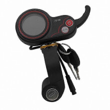 Gashendel met LCD-snelheidsmeter en sleutelslot voor elektrische scooter, zwart bedieningspaneel met 6 pinnen