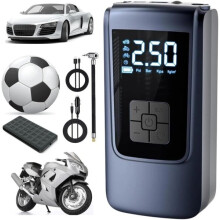 Langaton renkaanpumppu 150 PSI yhteensopiva autoihin, moottoripyöriin, polkupyöriin, LCD-näyttö, akkukäyttöinen