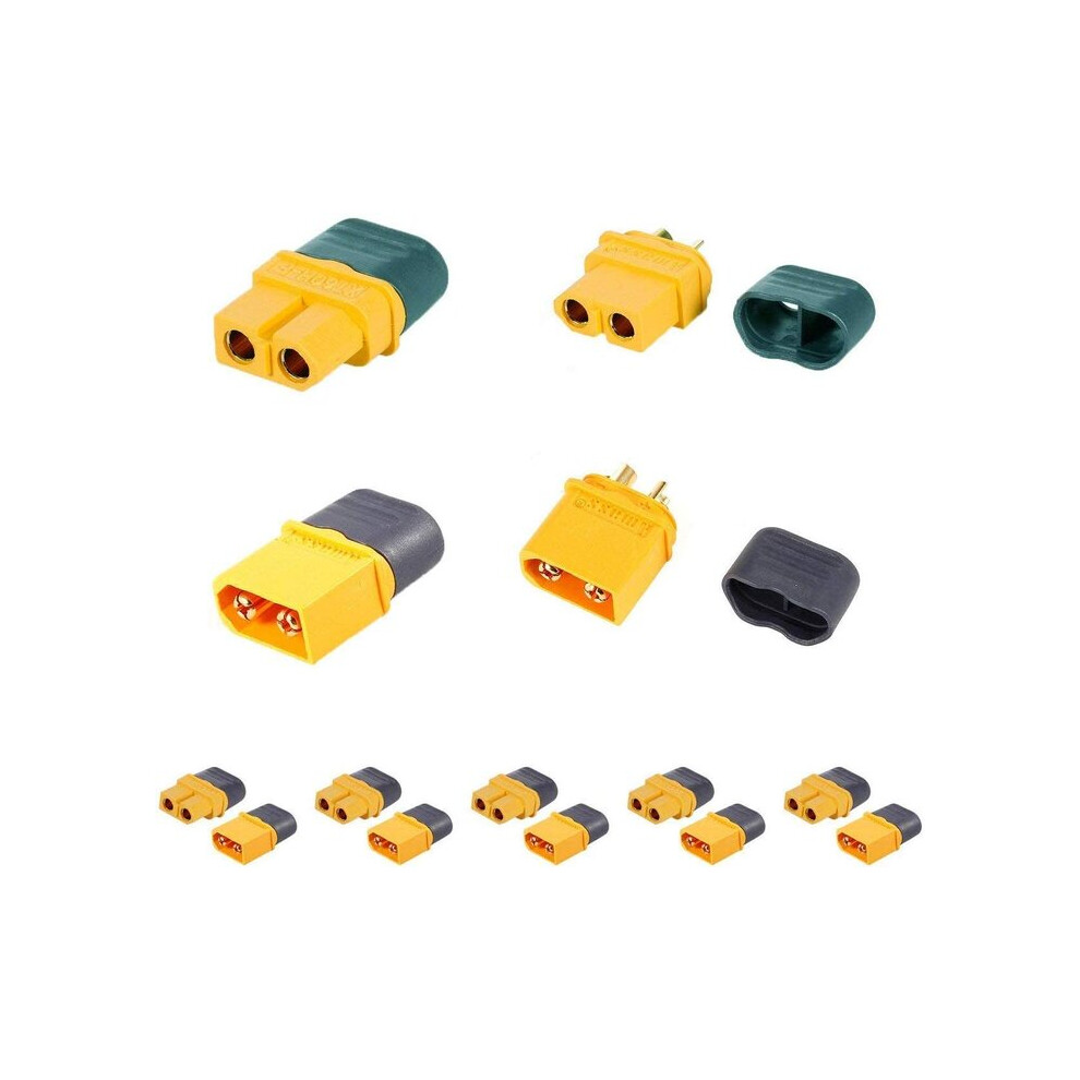 Xt60h Connector Male And Female Pair, 5 Pairs With Protective Cover, Yellow Rc Battery Plug For Drone Airsoft 6901508364745