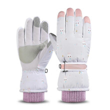 (SK13 Grey Snowflake rabbit) Ski Snow Gloves Winter Cold Weather Windproof Warm Skis