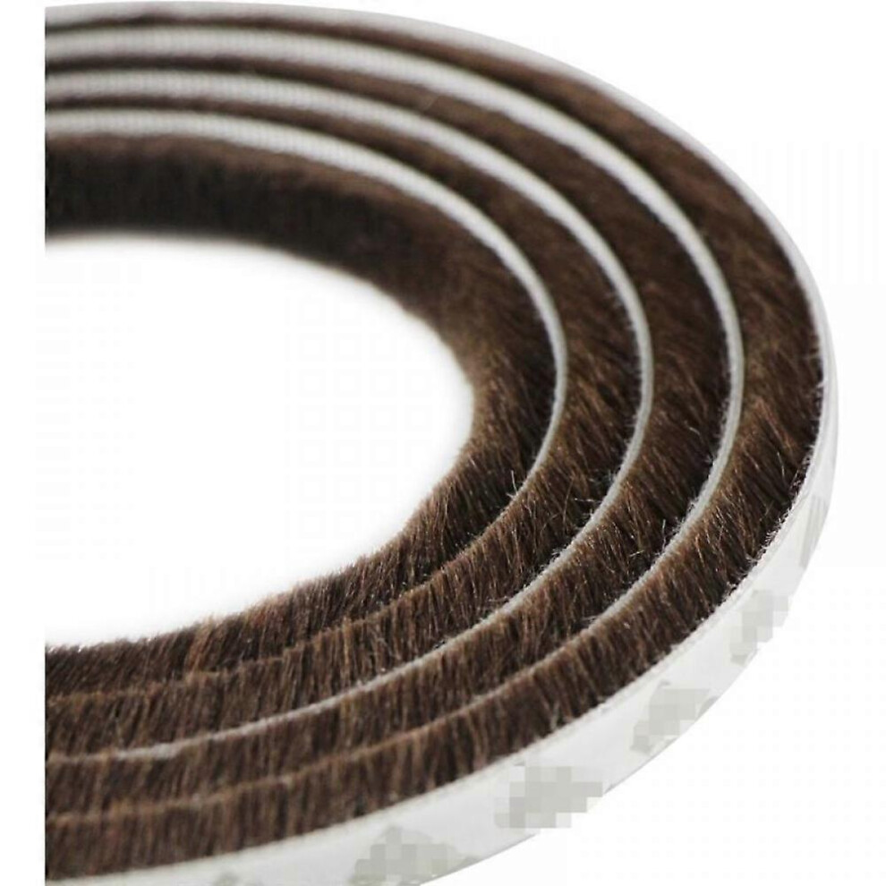 Self-Adhesive Brush Weatherstrip, 5M, Brown, 9Mm X 15Mm For Sliding Doors Windows, Dustproof Seal 6901508300910