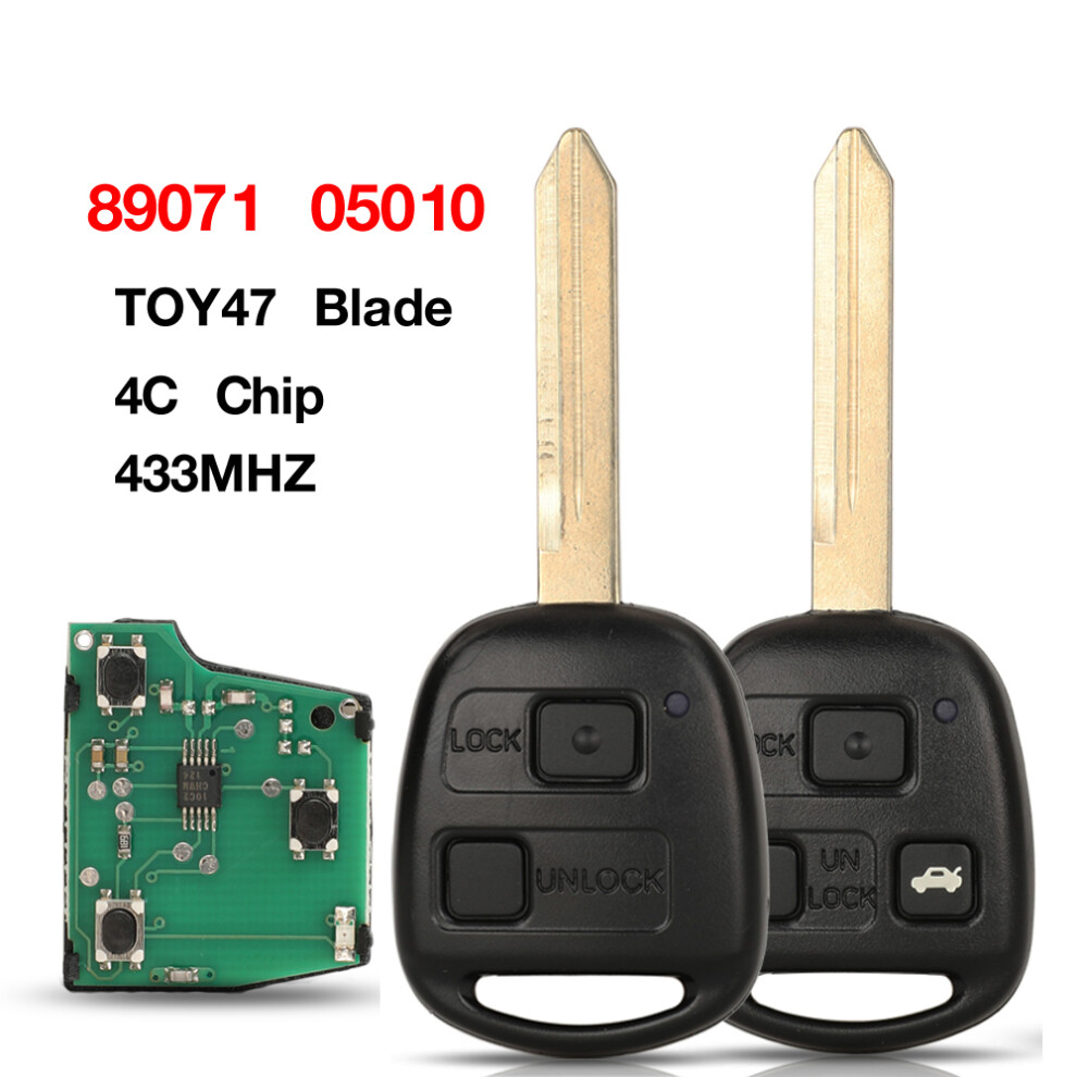 P/N: 89071 05010 433Mhz 4C Chip 2/3 Buttons Remote Car Key Fob For Toyota Yaris Avensis With Uncut Toy47 Blade 6935161684254