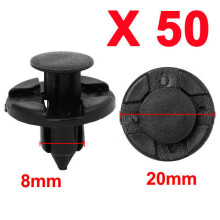 Plastic Rivets for Car Side Panel Bumper Trim - 8mm Hole Diameter, Pack of 50