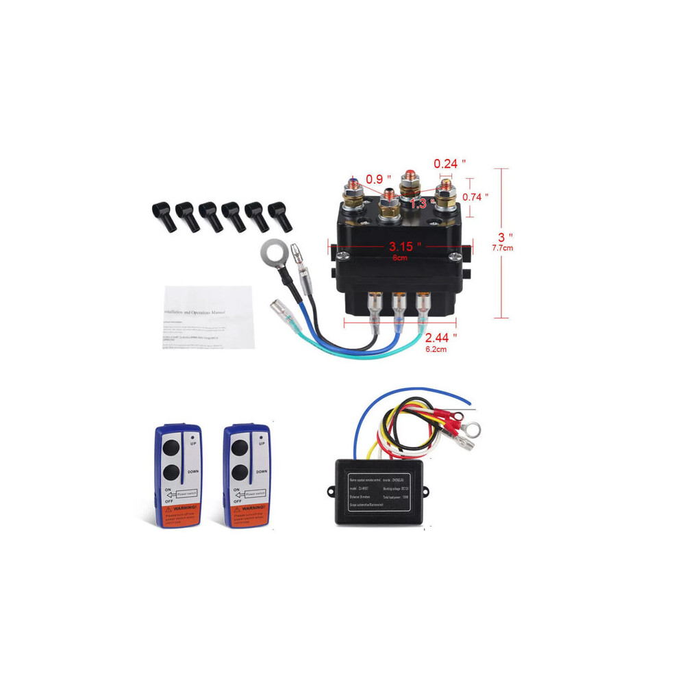 12V 500A Winch Solenoid Relay With Wireless Remote, Compatible With 12V Electric Winches For Suvs Trucks, 2.4Ghz, Sealed Contactor 6901508328556