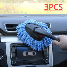 Car Cleaning Kit, 3-Piece Set with Soft Brush Nanofibre Cloths for Interior Dusting