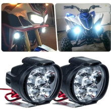 Motorcycle LED Auxiliary Lights 1000LM 6000K White 6-Chip 10W for Enhanced Night Visibility Safety