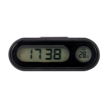 Car Clock with LED Backlight and Digital Thermometer, Large Display for Time, Date and Temperature, Dashboard or Vent Mount