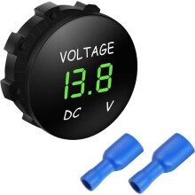 Voltmetro digitale compatibile con motori a 12V e 24V per auto, moto e barche - Impermeabile IP68, display a LED, monitoraggio della tensione