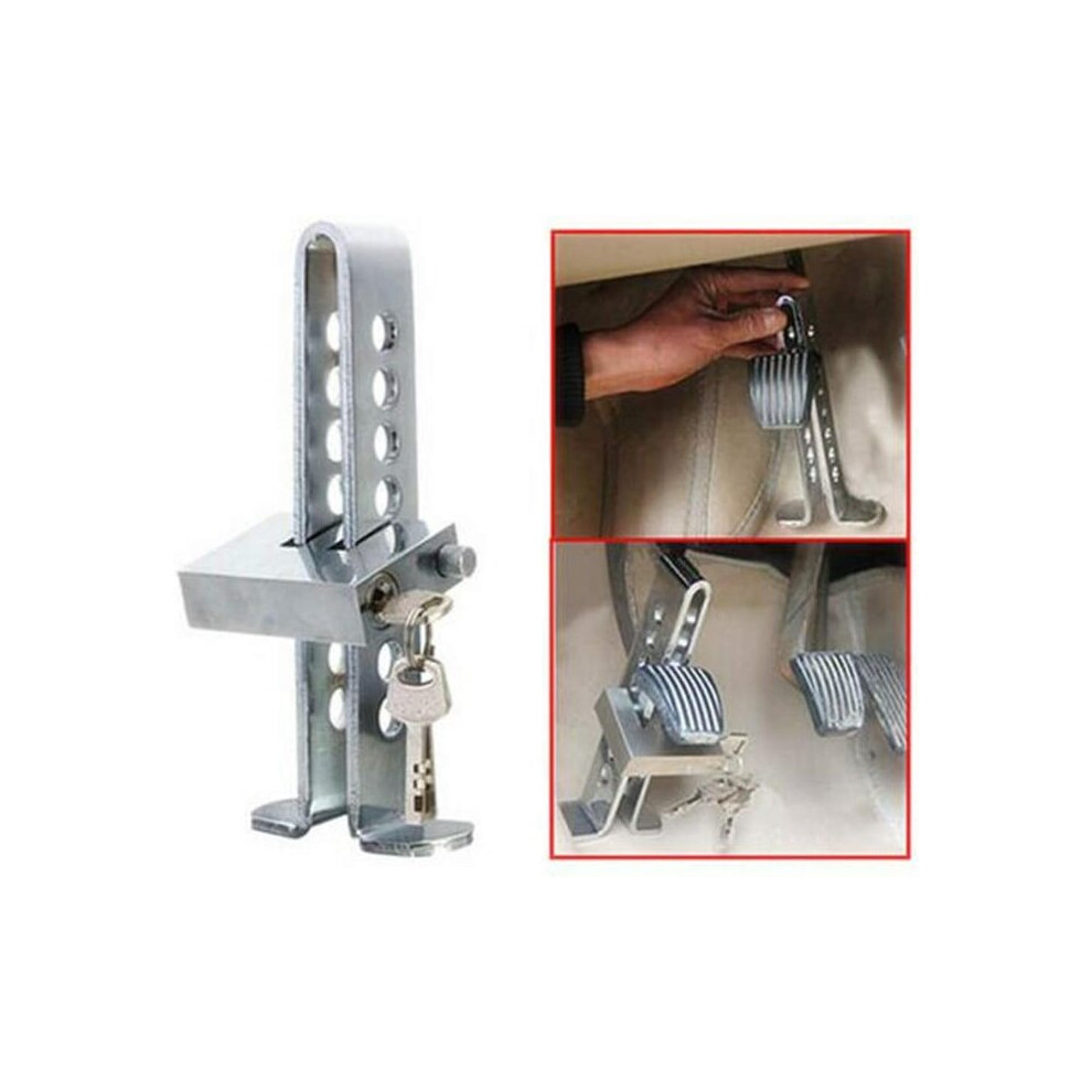 Car Brake Clutch Lock Compatible With Vehicles With 1.4Cm Wide Pedal, Stainless Steel Adjustable 8-Hole Anti-Theft Security Device 6901508349063