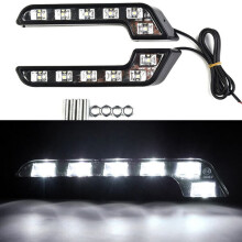 LED-dagrijverlichting, L-vormig ontwerp, 6 LED's, 12V, wit licht, universele montage op de grille (set van 2)