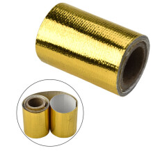 Wärmedämmband aus goldfarbenem Aluminium und Glasfaser, 120 x 5 cm, für Kfz-Auspuffrohre, hochtemperaturbeständig, wasserdicht.