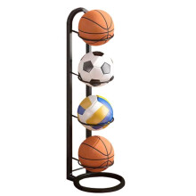 Eco-Friendly Metal Basketball Storage Rack - Space-Saving Organizer for Home Black