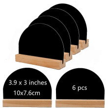 Set mit 6 Mini-Tafeln mit Holzsockel, abwischbar und wiederverwendbar, beidseitig, zur Tischdekoration und für Hochzeitsfeiern.