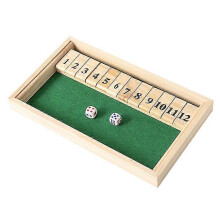 Drewniana gra w kości „Shut The Box” dla 2 graczy, zabawka edukacyjna do nauki liczb, z antypoślizgową podstawą.