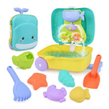 8-teiliges Strandspielzeugset mit macaronfarbenen Sandburgbauwerkzeugen für Kinder, für drinnen und draußen geeignet.