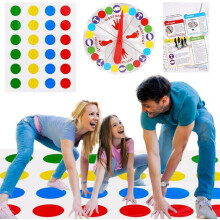 Balance Coordination Training Game Mat with Spinning Wheel, 160x110cm Large Durable Mat for Team Building & Family Party Games