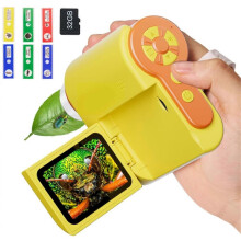 Kindermicroscoop met 100-1000x vergroting en 1080p digitale camera, 3-in-1 draagbaar observatie-instrument voor kinderen met 5 kleurenfilters