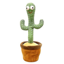 Cactus de peluche bailarín de 35 cm que graba y repite frases, canta y baila con luces LED, juguete interactivo para niños.