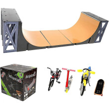 Mini-skatepark avec rampe half-pipe, 5 jouets, construction ABS, pour enfants de 3 ans et plus.
