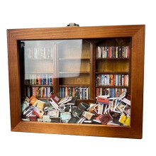 Dekoratives Schreibtischregal aus Holz mit faltbaren Miniaturbüchern, handgefertigter Anti-Stress-Organizer, 25 cm großes Schreibtisch-Dekor