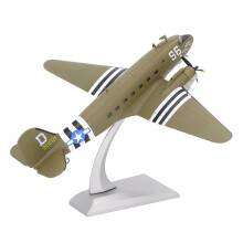 Modelo de Aeronave em Liga para C47 DC3, Escala 1:100 com Base de Exibição, Colecionável de Metal Durável para Decoração de Casa e Escritório