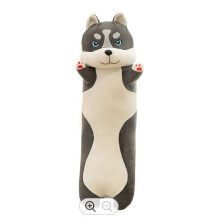 Brinquedo de Pelúcia Cachorro, Cinza, Comprimento 90cm, Animal de Pelúcia Macio para Abraçar e como Travesseiro