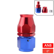 PTFE Hose Fittings, 6061-T6 Aluminum AN4 to AN12 in Red Blue, 0 45 90 180 Degree, for AN Fittings