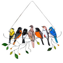 Set aus 7 Vogelanhängern aus Zinklegierung, Dekoration für Haus und Garten, zum Aufhängen an Fenstern und Wänden.