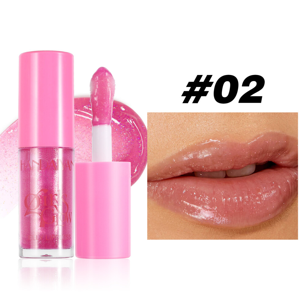 (02#, 4.7ML) Transparent lip gloss, plump lips, moisturizing, moisturizing, pearlescent lip glaze, water gloss lip gloss, lip oil
