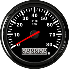 85 mm:n venekierroslukumittari autoille, kuorma-autoille ja merimoottoreille, 12 V/24 V, IP67-vedenpitävä ja käyttötuntimittarilla