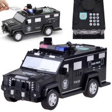 Lasten säästöpossu PIN-koodilla ja sormenjälkilukolla - Lelupoliisiauto automaattisilla setelinsyöttöäänillä (3+ vuotiaille)